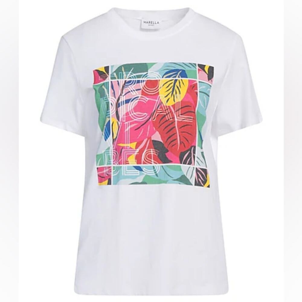 MARELLA Sport “Tropical Vibes” Graphic T-Shirt Size Small White